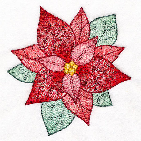 Swirling Christmas Details Poinsettia