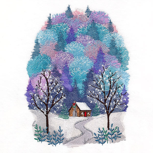 Christmas in the Woods Cabin Scene