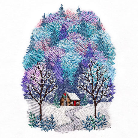 Christmas in the Woods Cabin Scene