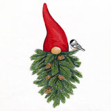 Pine Bough Beard Gnome & Chickadee
