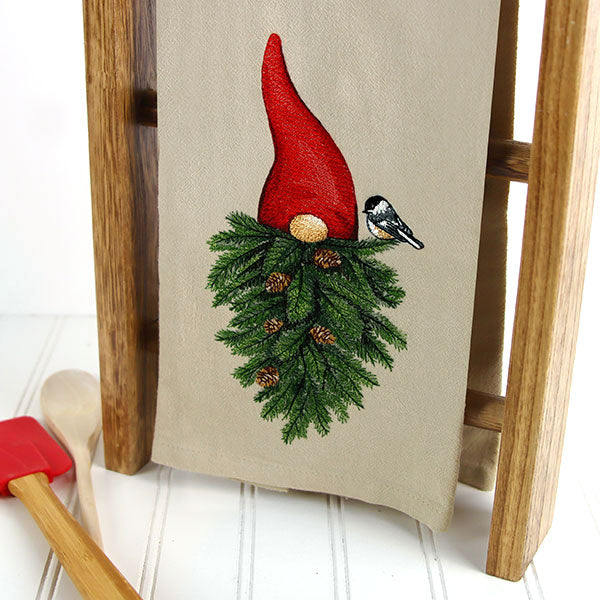 Pine Bough Beard Gnome & Chickadee