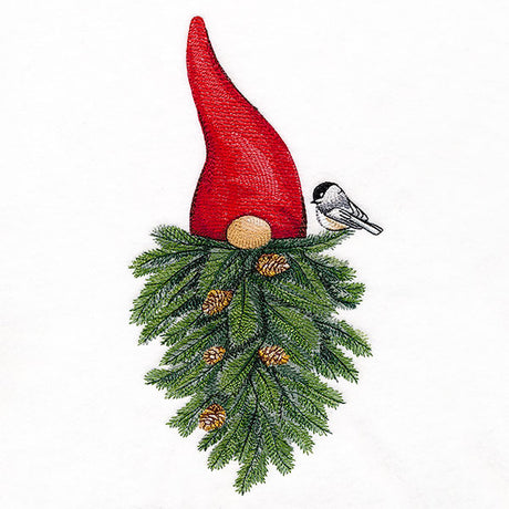Pine Bough Beard Gnome & Chickadee