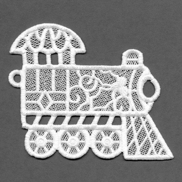Merry Christmas Train Bunting - Engine (Lace)