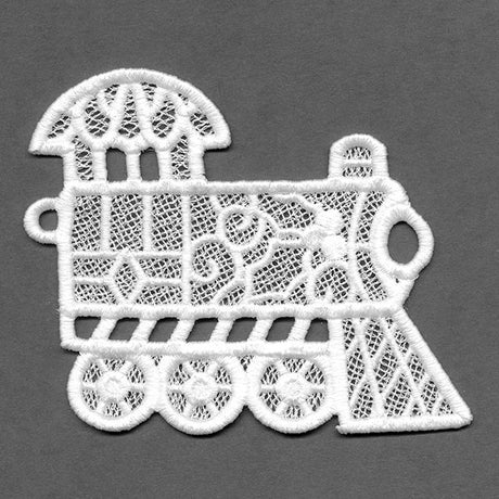 Merry Christmas Train Bunting - Engine (Lace)