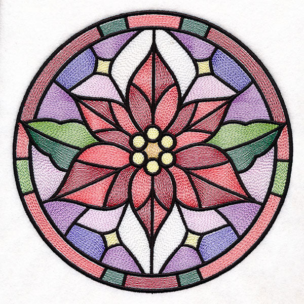 'Tis the Season Stained Glass Circle - Poinsettia
