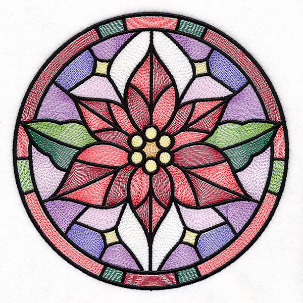 'Tis the Season Stained Glass Circle - Poinsettia