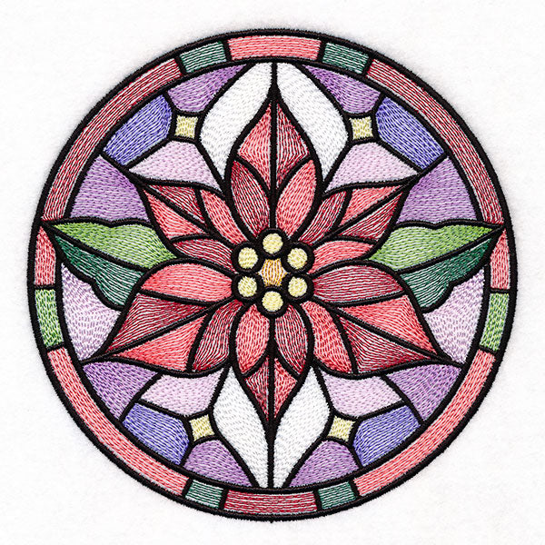 'Tis the Season Stained Glass Circle - Poinsettia