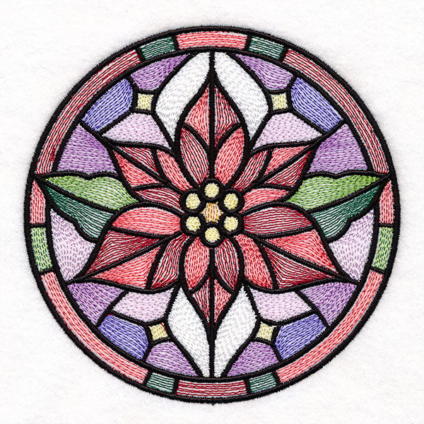 'Tis the Season Stained Glass Circle - Poinsettia