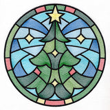 'Tis the Season Stained Glass Circle - Christmas Tree