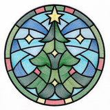 'Tis the Season Stained Glass Circle - Christmas Tree