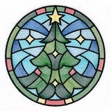 'Tis the Season Stained Glass Circle - Christmas Tree