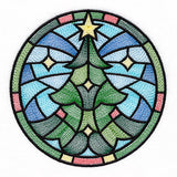'Tis the Season Stained Glass Circle - Christmas Tree