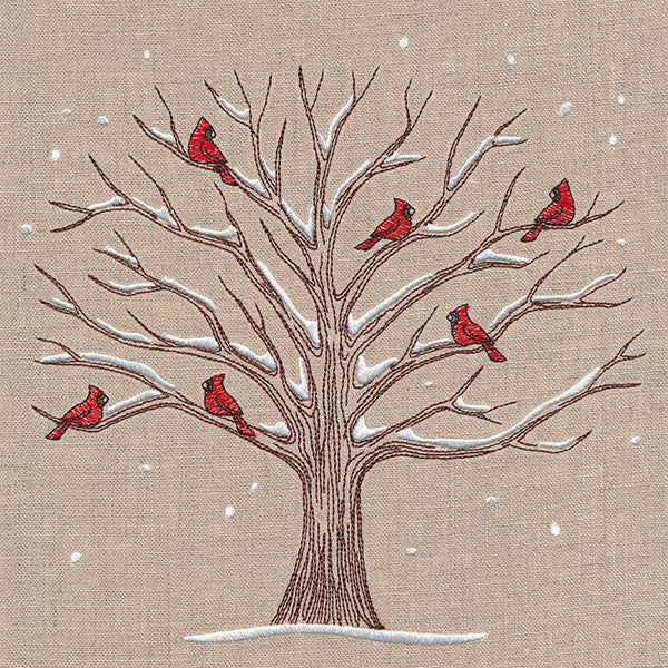 Cardinals and Branches Winter Tree