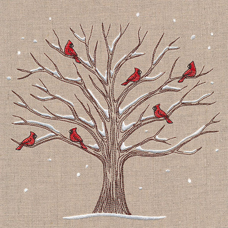 Cardinals and Branches Winter Tree