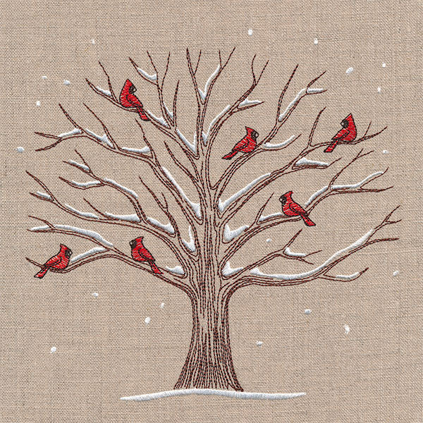 Cardinals and Branches Winter Tree