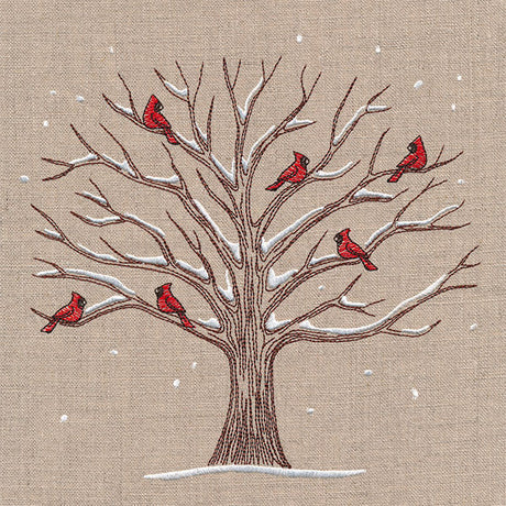 Cardinals and Branches Winter Tree