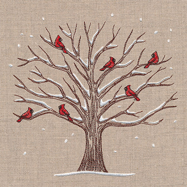 Cardinals and Branches Winter Tree