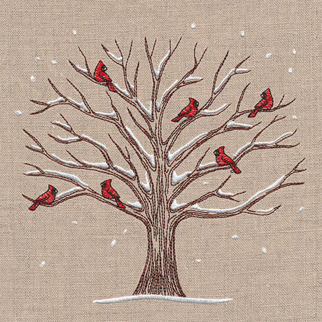 Cardinals and Branches Winter Tree