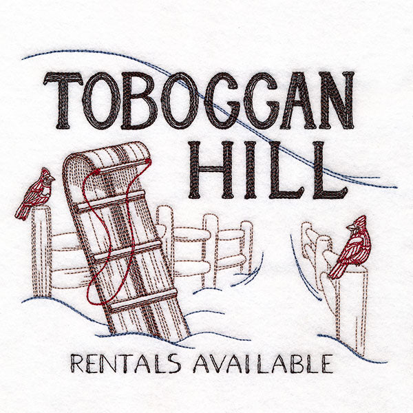 Winter Fun Market Sign - Toboggan Hill