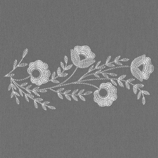 Embellished with Blooms Border (Whitework)