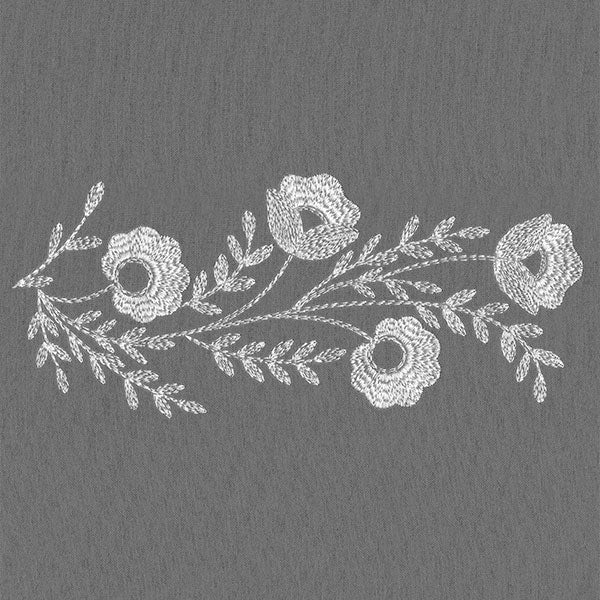 Embellished with Blooms Border (Whitework)