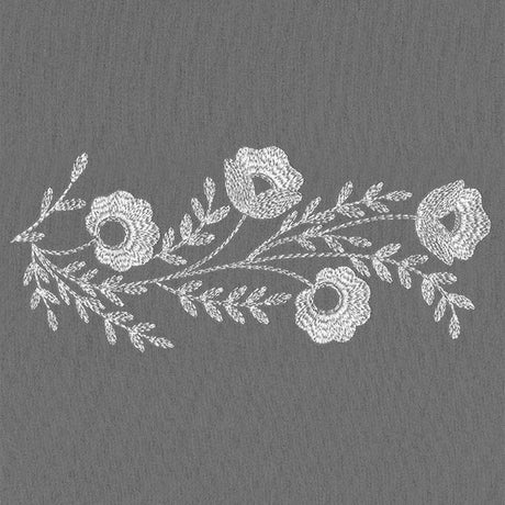 Embellished with Blooms Border (Whitework)