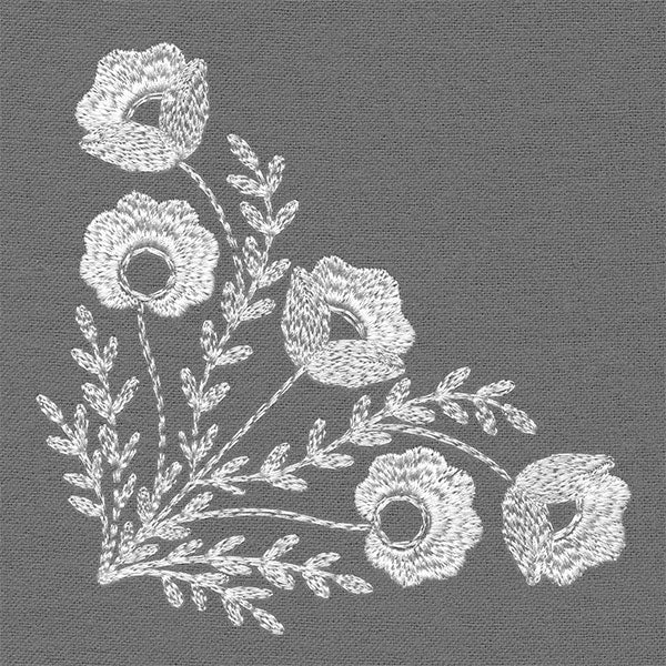 Embellished with Blooms Corner (Whitework)