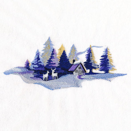 Winter in the Forest Cabin Scene Border