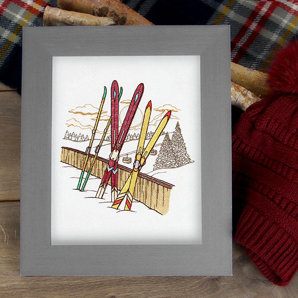 Winter on the Ski Slopes Sunset Scene