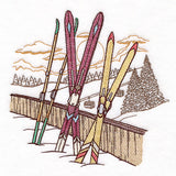 Winter on the Ski Slopes Sunset Scene