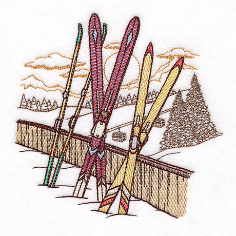 Winter on the Ski Slopes Sunset Scene