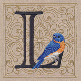 For the Love of Birds Square - Letter L & Bluebird