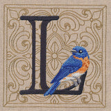 For the Love of Birds Square - Letter L & Bluebird