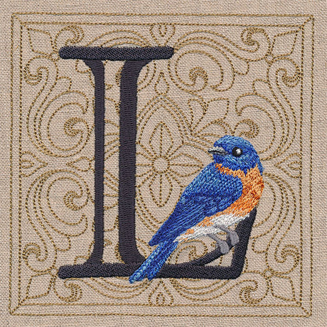 For the Love of Birds Square - Letter L & Bluebird