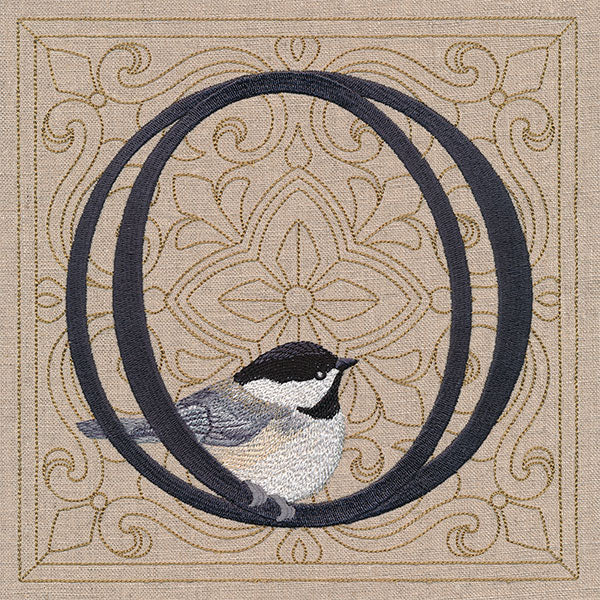 For the Love of Birds Square - Letter O & Chickadee