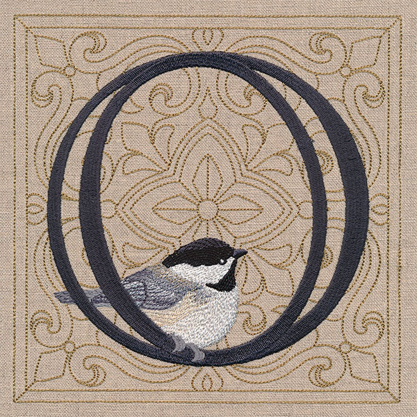 For the Love of Birds Square - Letter O & Chickadee