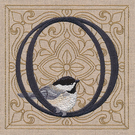 For the Love of Birds Square - Letter O & Chickadee