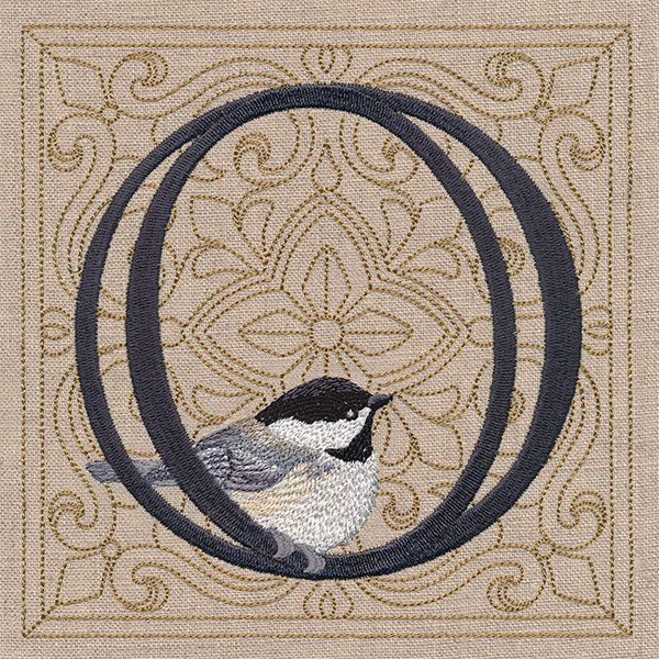 For the Love of Birds Square - Letter O & Chickadee