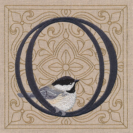 For the Love of Birds Square - Letter O & Chickadee