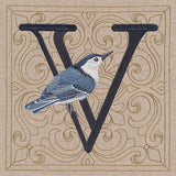For the Love of Birds Square - Letter V & Nuthatch