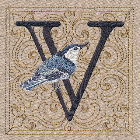 For the Love of Birds Square - Letter V & Nuthatch