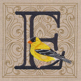 For the Love of Birds Square - Letter E & Goldfinch