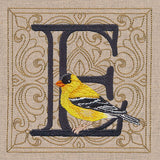 For the Love of Birds Square - Letter E & Goldfinch