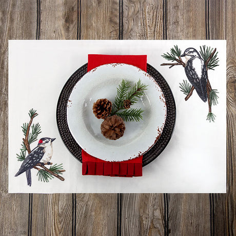 Downy Woodpecker on Branches Corner - Female