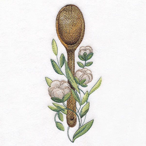 Charming Wooden Spoon & Cotton Feature
