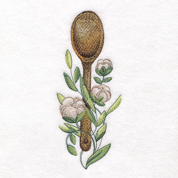 Charming Wooden Spoon & Cotton Feature