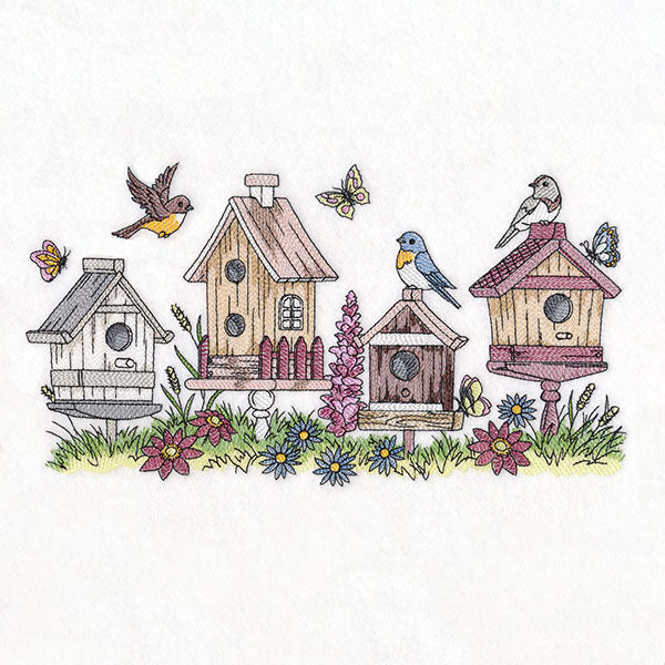 Birdhouse Block Party Border