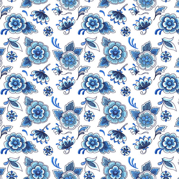 Perfectly Repeatable Delft Blue Flowers