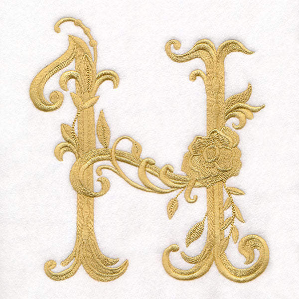 Baroque Filigree Letter in Bloom - H
