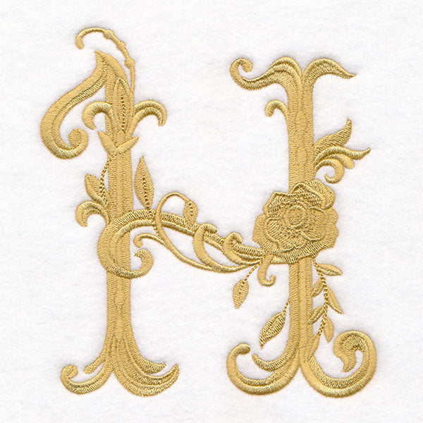 Baroque Filigree Letter in Bloom - H